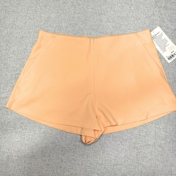 Lululemon Ribbed Softstreme High Rise Shorts Peach Bellini 12 NWT - Picture 4 of 9